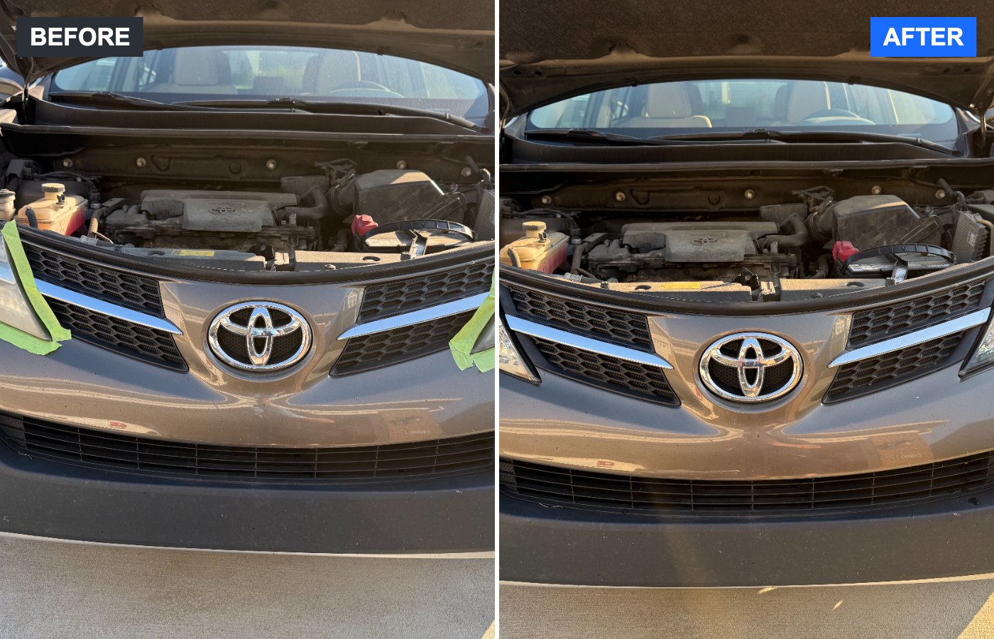 Before and after headlight restoration – 2013 TOYOTA RAV-4 – Tri-State Headlight Restoration