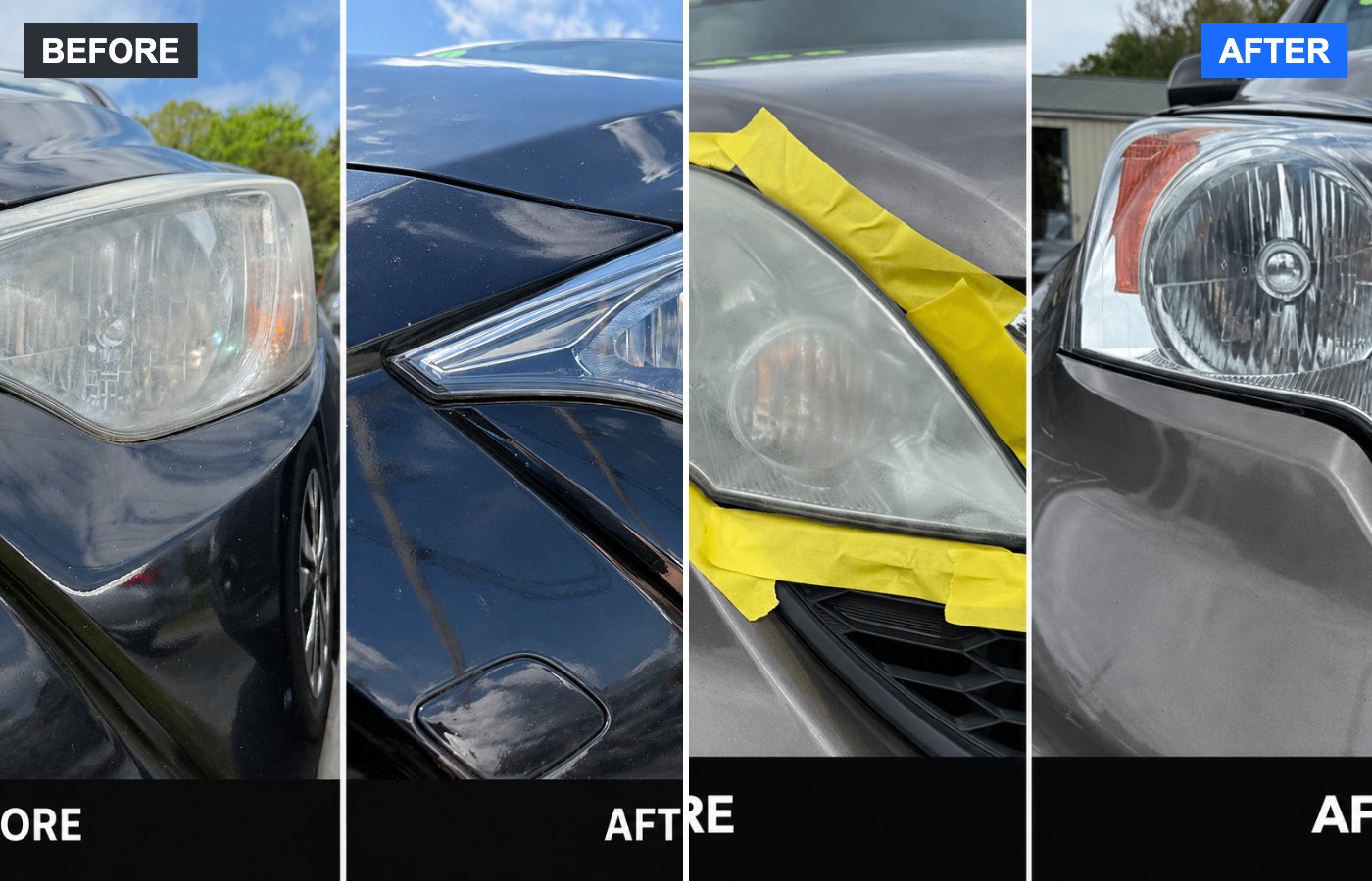 Before and after headlight restoration – CUSTOMER CONFIDENCE – Tri-State Headlight Restoration