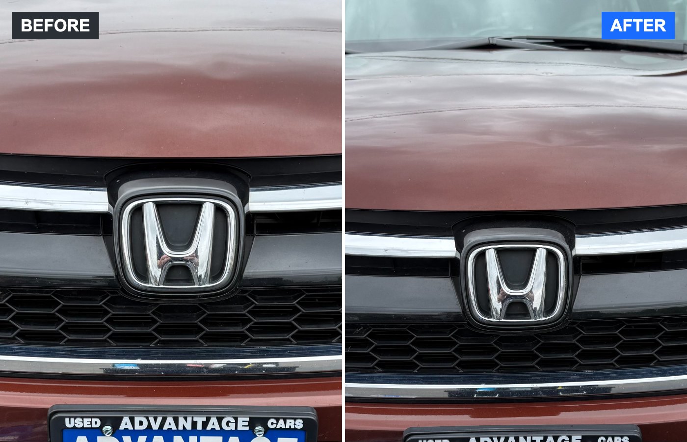 Before and after headlight restoration – DEALERSHIP - HONDA CRV – Tri-State Headlight Restoration
