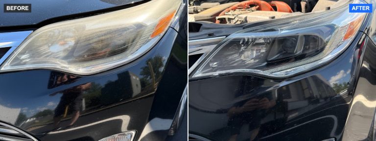 Before and after headlight restoration – Toyota Camry – Tri-State Headlight Restoration