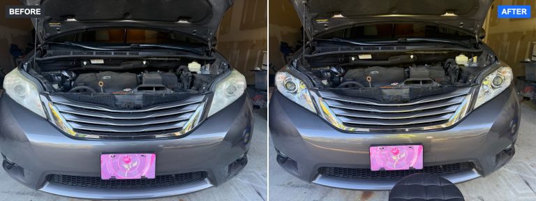 Before and after headlight restoration – Toyota Sienna – Tri-State Headlight Restoration